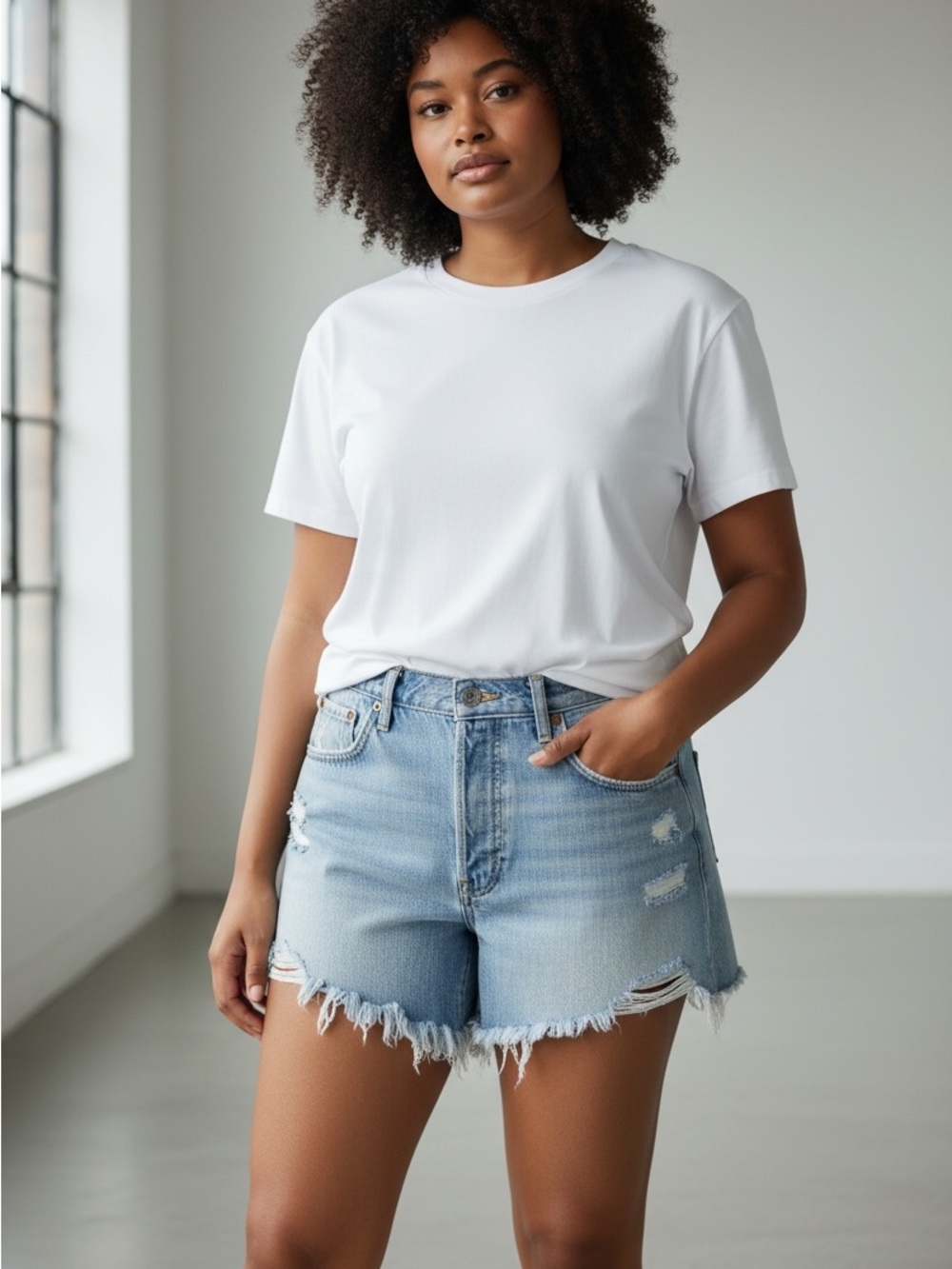 AGOLDE White Crewneck Short Sleeve Tee